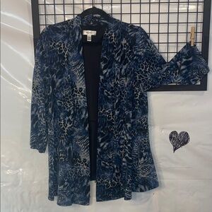 Dressbarn Black and Blue Animal print Knit Cardigan